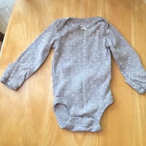 Like new! White polka dot gray onesie